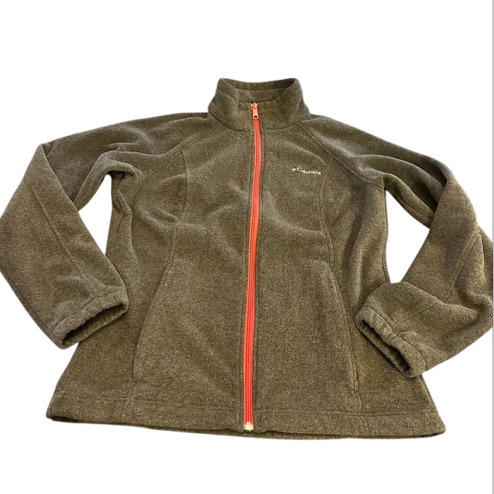 Columbia Gray Jacket with Pink Accents Zip Pockets Size Medium